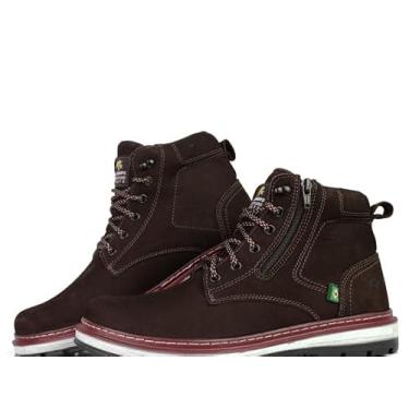 Imagem de All Boots Bota Masculina Couro Camurça Marrom, Solado Antiderrapante, Estilo Casual, Zíper Lateral