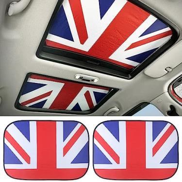 Imagem de Protetor solar de teto solar dobrável anti-UV UV refletor de isolamento térmico para Mini Cooper R50 R52 R55 R56 R60 F54 F55 F56 F60 Countryman Clubman (Union Jack Red/Blue)
