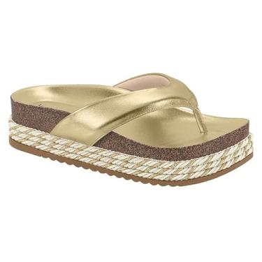 Imagem de Tamanco Dourado Metalizado de Dedo Plataforma Elevada Beira Rio