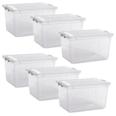 Imagem de Kit com 6 Caixa Organizadora Multiuso Plástico Brinquedos 35L C/ Tampa