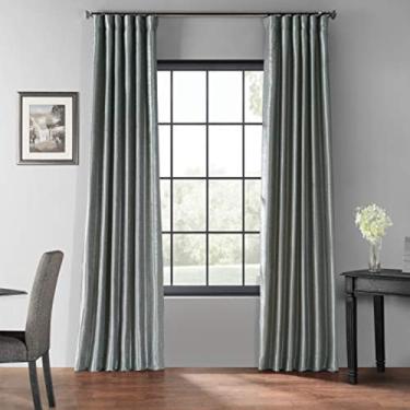 Imagem de HPD Half Price Drapes Cortinas blackout de seda sintética de 236 cm de comprimento para quarto e sala de estar cortina blackout texturizada vintage (1 painel), 127 cm L x 96 C, cinza tempestade