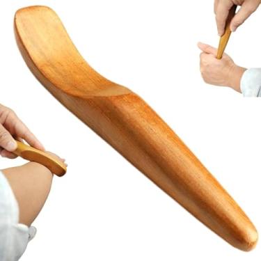Imagem de KINTEGOOD Caneta de massagem de madeira natural, bastão de Gua Sha de madeira tradicional, ferramenta de acupressão para terapia de tecidos profundos, circulação meridiana, alívio dos pés no pescoço