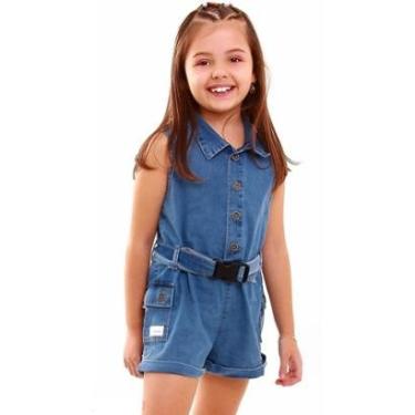 Imagem de Macacão Feminino Infantil Jeans Curto-Feminino