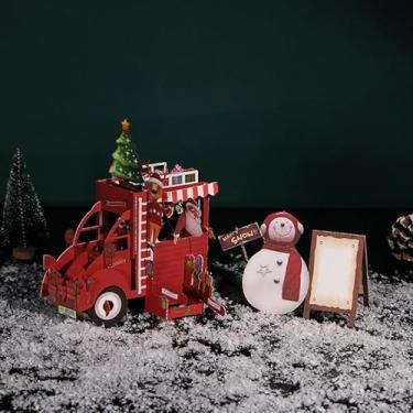 Imagem de Cartão de Natal 3D com árvore de Natal pop-up - Carroça de Natal