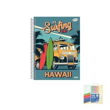 Imagem de Kit Caderno Masculino 1 Matéria Capa Dura 96 Folhas + Caneta Esferográfica 24 Unidades Sortidas + Marca Texto Pastel 06 Cores