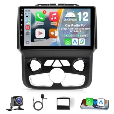 Imagem de Leadfan Rádio estéreo de carro para Dodge Ram 1500 2500 3500 2013-2019 com carplay sem fio Android Auto, tela sensível ao toque de 9 polegadas, unidades GPS de navegação no painel de carro com câmera