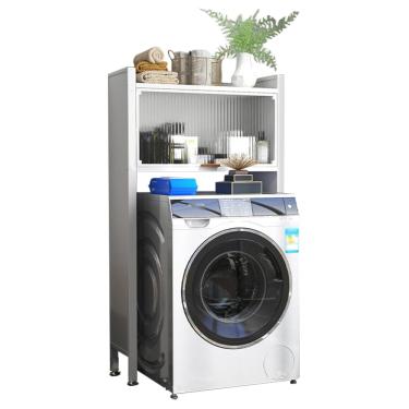 Imagem de SPXMQSS Unidade de armazenamento sobre vaso sanitário, unidade de armazenamento de máquina de lavar, prateleira de armazenamento de banheiro com armário e porta, economiza espaço de vaso sanitário