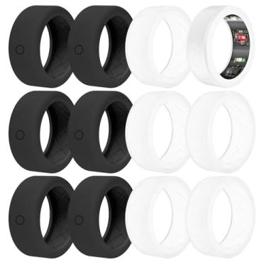 Imagem de pupvus Pacote com 12 capas de anel para protetor Oura-Ring-Gen-4/Gen-3 – Capa de silicone elástica antiarranhões atualizada antiderrapante para Ultrahuman Air/RingConn/Samsung Anel multicolorido para