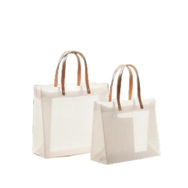Imagem de Sacola Transparente Fosca Luxo de PVC com Alça Pequena e Grande Translucida Saco presente Bolsas Armazena Transporta Primum (Transparente, Alta)