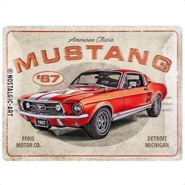 Imagem de Nostalgic-Art Retro Tin Sign, Ford Mustang - GT 1967 Red - Gift idea for car Accessories Fans, Metal Plaque, Deco Vintage Design, 11.8" x 15.7"