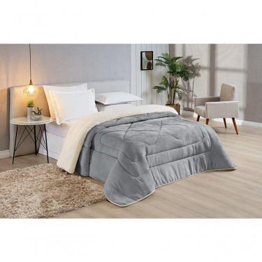 Imagem de Coberdrom Casal Padrão Sherpa Pele De Carneiro Conforto 01 Peça - Cinza