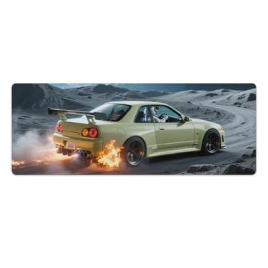 Imagem de HouLaiZhe Tapetes de mesa de carro JDM R32 Sports Car Drift Universe Gaming Mouse pads grandes para teclado de mesa tapete de computador 30 x 80 cm