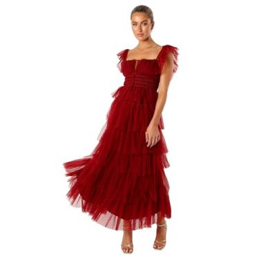 Imagem de Petal & Pup Vestido longo feminino Belle, Borgonha, GG