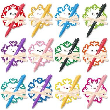 Imagem de Pasimy Conjunto de 24 blocos de notas e canetas adesivas de Natal, presentes de Natal e inverno para estudantes, colegas de trabalho, blocos de notas kawaii, floco de neve, canetas, para festas em