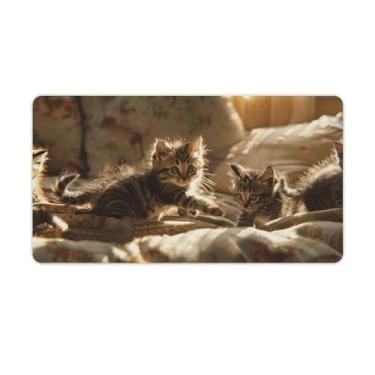 Imagem de FoRes Tapete de rato grande gato ao sol base de borracha antiderrapante para jogos tapete de mesa para laptop, acessórios de computador, suprimentos para escritório, casa, 40 x 75 cm