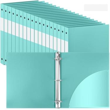 Imagem de Henoyso 36 fichários de 3 anéis redondos de 1/5.1 cm, tamanho carta, 20,3 cm x 28 cm, fichário flexível de plástico, comporta 100 folhas com 1 bolso, organizador versátil para escritório, escola