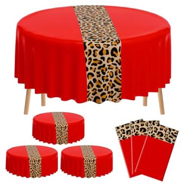 Imagem de Buryeah 6 peças de toalha de mesa com estampa de leopardo, 213 cm, toalha de mesa com estampa de guepardo, caminho de mesa descartável para festa de aniversário, decoração de casamento, chá de bebê