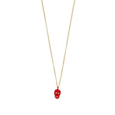 Imagem de Colar Strass Caveira CO0959 - Akasaki, Vermelho, Dourado