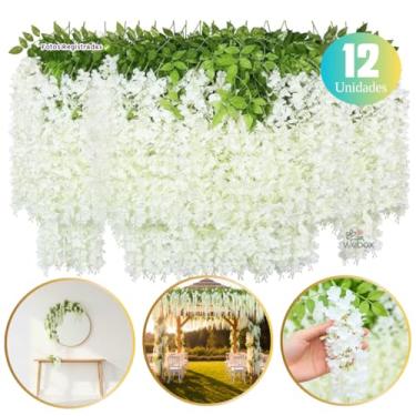 Imagem de 12 Galhos Cerejeira Artificial Pendente Ramos Grande Toque Super Real | Qualidade Aaa+ | Glicínias Decorativas Flores Premium