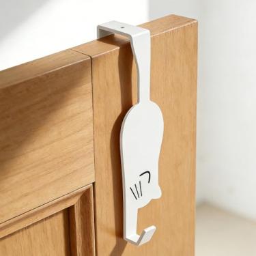 Imagem de Pacote com 2 ganchos sobre a porta, ganchos que economizam espaço para banheiro, quarto, cozinha, roupas, toalhas, chapéus, casacos - Hamster gancho único C