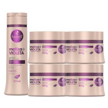 Imagem de Kit 4 Máscaras Matiza+ Loiro Haskell + Shampoo Roxo