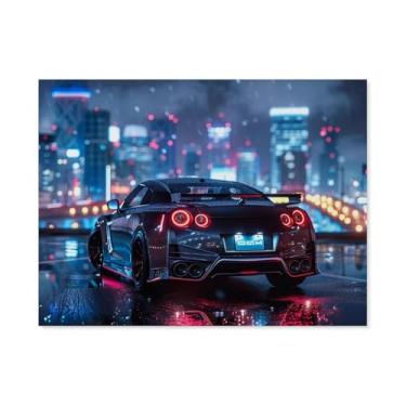 Imagem de HouLaiZhe R35 Esportes Noite Chuvosa Neon Posters Tela Estética Sala Decoração de Parede Impressões Galeria Sala Decoração de Parede para Quarto Sala de Estar Escritório 24 x 32 polegadas (60 x 80 cm)