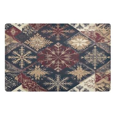Imagem de STAYTOP Tapete de Natal com flocos de neve para entrada externa 81 x 50 cm, tapete de boas-vindas ao ar livre/interno, tapetes de banho fofos, capacho frontal antiderrapante para entrada, pátio, áreas