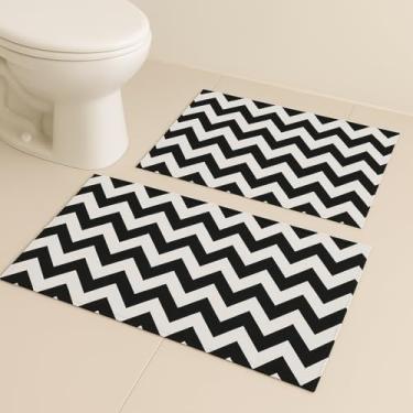 Imagem de Kit 2 Tapetes para Banheiro - Absorvente e Antiderrapante - Estampas - Jogo de Banheiro (Zig Zag)