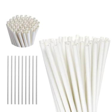 Imagem de 100 Canudos Listrado Drinks Refri Topo de Bolo Colorido(Todo Branco)