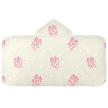 Imagem de Burbuja Toalha de banho com capuz de laço rosa para crianças, toalha de praia de pelúcia macia absorvente para chá de meninas e meninos 3-10 anos, 61 x 127 cm