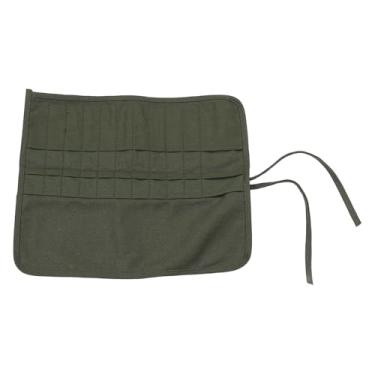 Imagem de Enrole o suporte do pincel de pintura em tela aberta com design superior 22 slots portátil artista pincel armazenamento organizador bolsa para materiais de arte pincéis de viagem (Verde)