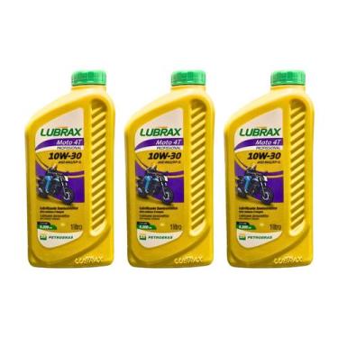 Imagem de Kit 3 Litros Oleo Moto 4T Lubrax 10W30 API SL JASO MA2