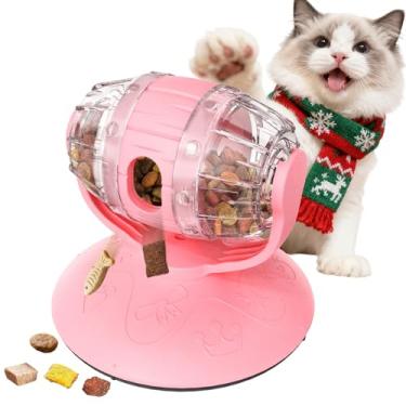 Imagem de Brinquedo de alimentação lenta para gatos, brinquedo de quebra-cabeça de dificuldade ajustável com tampa rotativa – dispensador interativo de estimulação mental para gatos internos, diminui a ingestão