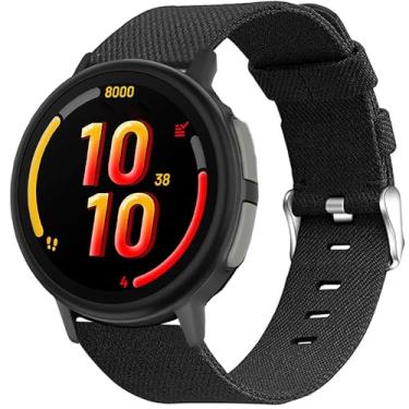 Imagem de Lamshaw Compatível com pulseira Garmin Bounce 2, pulseira de substituição de tecido de nylon respirável de liberação rápida compatível com Garmin Bounce 2, 1 relógio inteligente (preta, pulseira de