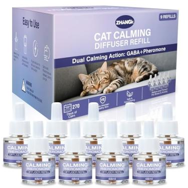 Imagem de Refil de difusor calmante para gatos pacote com 9 difusores de feromônios para acalmar gatos 270 dias efetivamente anti-ansiedade, alívio de estresse, feromônios, refis calmantes de 48 ml/garrafa