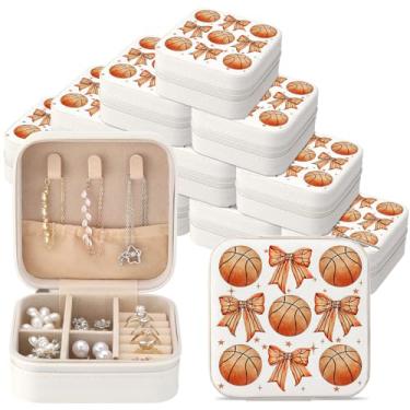 Imagem de Tondiamo 12 peças de presentes de basquete para time arco de viagem, estojo de joias de basquete a granel pequeno porta-joias portátil caixa organizadora estojo de armazenamento para mulheres amantes
