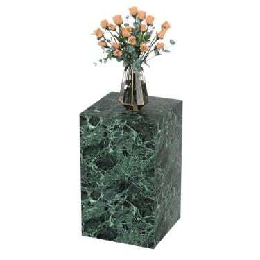 Imagem de Mesa lateral quadrada moderna de mármore, mesa de canto para sala de estar, quarto, sofá