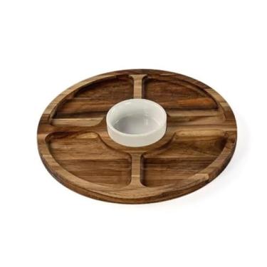 Imagem de Petisqueira Redonda Teca com 4 Divisões e 1 Pote Stolf