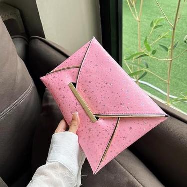 Imagem de Bolsa feminina com envelope de lantejoulas – Bolsa elegante para noite, bolsa elegante para festas e banquetes com compartimentos espaçosos, rosa