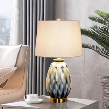 Imagem de Luxo Contemporâneo Lâmpada De Mesa De Cerâmica LED Criatividade Americana Sala De Estar Quarto Estudo Villa Hotel Cama Mesa Luz (Estilo 210B)