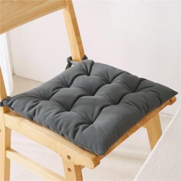 Imagem de Almofada quadrada de pelúcia grossa para cadeira de cozinha com laços e suporte antiderrapante para sala de estar, varanda, jardim ao ar livre