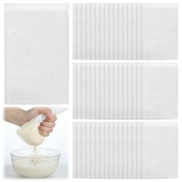 Imagem de Yiyiring Pacote com 50 sacos de nylon para coador de alimentos de malha fina de 30 x 20 cm, sacos de filtro para sucos de leite de nozes, chá frio, café, cerveja caseira