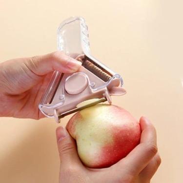 Imagem de Descascador Giratório Multifuncional 3 em 1| Cortador de Frutas e Vegetais com Lâminas de Aço Inoxidável | Cozinha Prática e Rápida