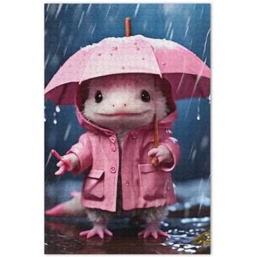Imagem de Quebra-cabeça engraçado Axolotl fofo para adultos, 1000 peças, natureza, animal, arte colorida, paisagem, presentes de festa de elefante branco, 75 x 40 cm