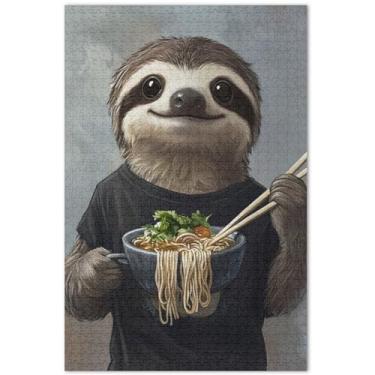 Imagem de Quebra-cabeça de animais engraçados preguiça 1000 peças para adultos, paisagem de inverno, presentes de elefantes brancos, 75 x 40 cm