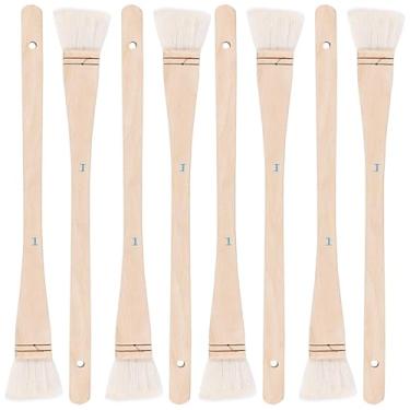 Imagem de ZEONHEI Conjunto de 8 pincéis de pescada, 2,5 cm, pelo de cabra macio com cabo de madeira maciça para pintura de cerâmica em aquarela, artes