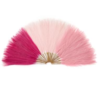 Imagem de Serwalin Decoração rosa choque, blush e rosa, grama dos pampas, 60 peças de grama sintética dos pampas, 43 cm de grama, pomposa artificial, arranjo de flores para decoração de casamento em casa