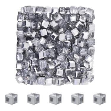 Imagem de Mandala Crafts Contas de cristal de cubo de prata de 6 mm – 300 contas de vidro facetadas para fabricação de joias, pulseiras, colares, brincos e contas