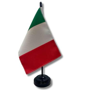 Imagem de Bandeira de Mesa Itália, Decorativa, Dupla Face, Multicolorido, 19x13cm, Base e Haste Preta, para Escritório e Eventos, Tecido Oxford