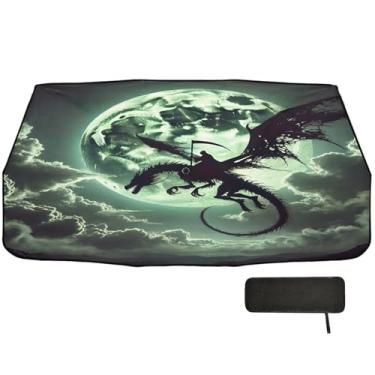 Imagem de Dragon Moon Green Para-brisa Auto Para-brisa Proteção Térmica Guarda-Chuva Para-brisa Sombra de Sol, Persianas de Janela de Carro